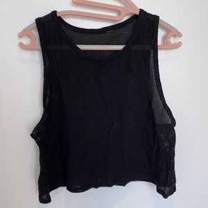 Black mesh crop tank